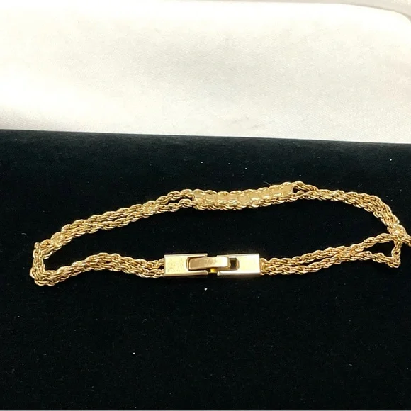 Vintage Metal Double Chain Alexis Bracelet with CZs & Ruby Stone - Picture 5 of 5